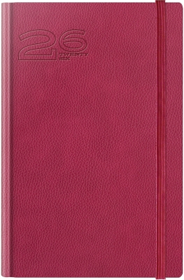 Agenda Herlitz datata 2026, A5, 352 pagini, coperta din piele sintetica, Premium Deluxe Loreto, culoare magenta, margini tiparite ghost